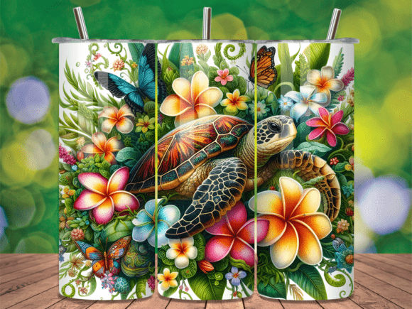 Download Sea Turtle Nested Tropical Tumbler Wrap - Wrap Collection