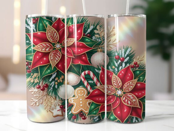 Download Festive Poinsettia Holiday Tumbler Wrap - Wrap Collection