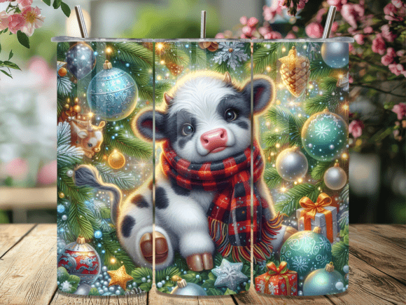 Download Christmas Baby Cow Holiday Tumbler Wrap - Wrap Collection