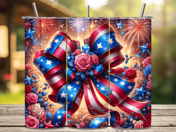 Download USA Flag Patriotic Bow Tumbler Wrap - Wrap Collection