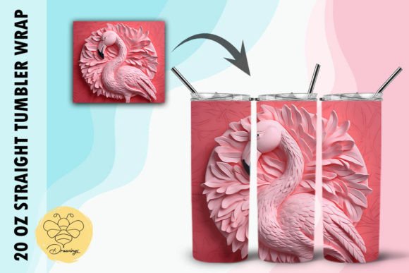 Download 3D Pink Flamingo Tumbler Wrap - Wrap Collection