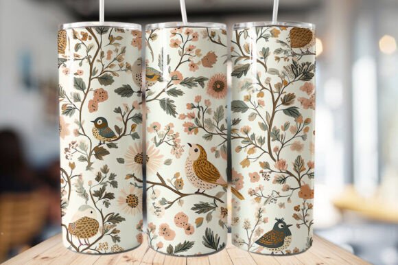Download Vintage Bird &amp; Flowers Tumbler Wrap - Wrap Collection