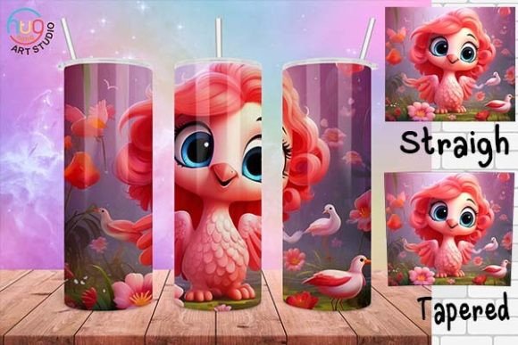 Download Cute Flamingo Cartoon Tumbler Wrap - Wrap Collection