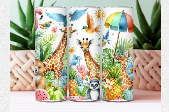 Download Watercolor Tropical Animal Tumbler Wrap - Wrap Collection