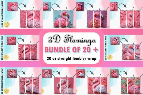Download 3D Pink Flamingo Tumbler Wrap Bundle - Wrap Collection