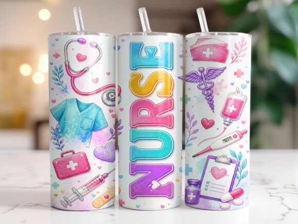 Download Pastel Nurse 20oz Skinny Tumbler Wrap - Wrap Collection