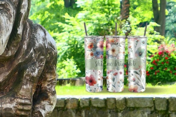 Download Shine Bright Floral Tumbler Wrap PNG - Wrap Collection