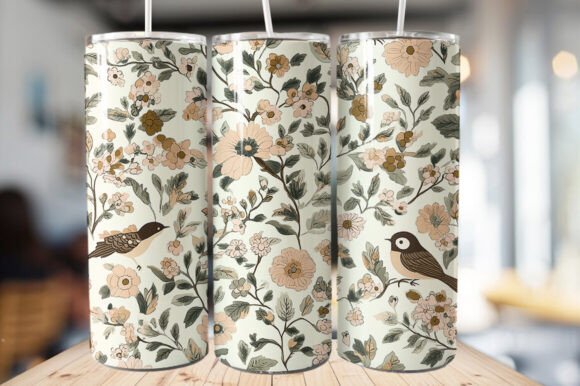 Download Vintage Bird &amp; Flowers Tumbler Wrap - Wrap Collection