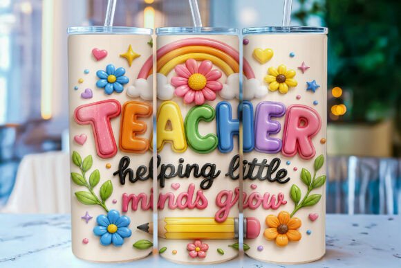 Download 3D Inflated Teacher 20oz Tumbler Wrap - Wrap Collection