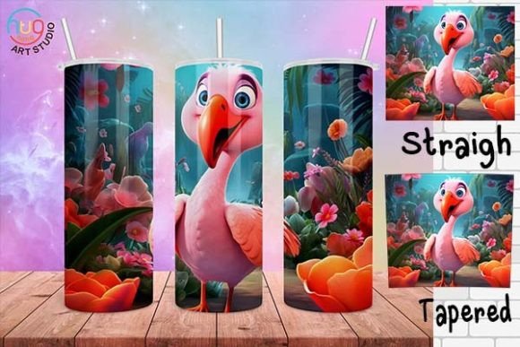 Download Cute Flamingo Cartoon Tumbler Wrap - Wrap Collection