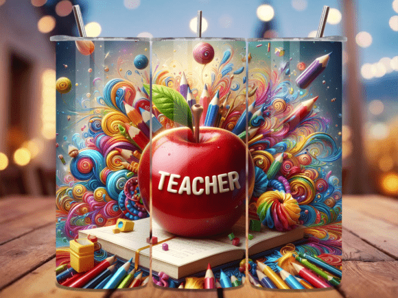 Download Colorful Abstract Teacher Tumbler Wrap - Wrap Collection