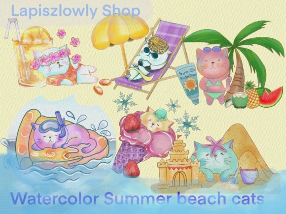 Download Summertime on the Beach, Watercolor - Summertime Collection