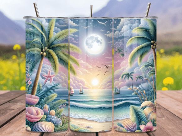 Download Tropical Moon Beach Tumbler Wrap PNG - Wrap Collection