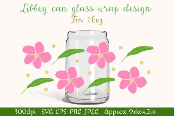 Download Can Glass Wrap Design 16oz | Plumeria - Wrap Collection