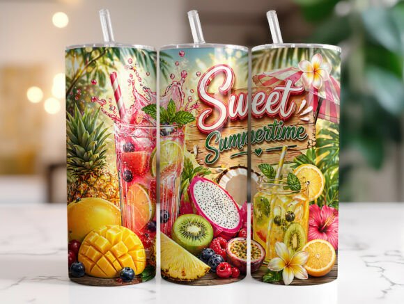 Download Sweet Summertime Tropical Tumbler Wrap - Wrap Collection