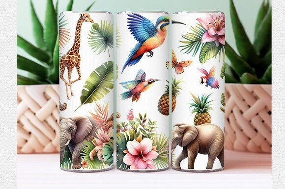 Download Watercolor Tropical Animal Tumbler Wrap - Wrap Collection