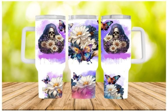 Download 40oz Quencher Tumbler Wrap Gothic Skulls - Wrap Collection