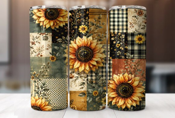 Download Rustic Sunflower Plaid 20oz Tumbler Wrap - Wrap Collection