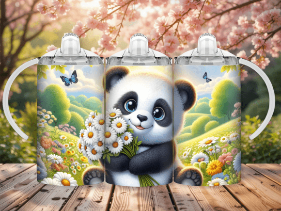 Download Panda Daisy Sippy Cup Kids Tumbler Wrap - Wrap Collection