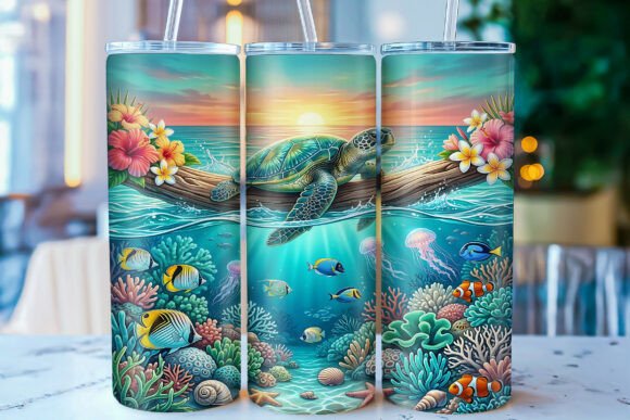 Download Sea Turtle Ocean 20oz Tumbler Wrap PNG - Wrap Collection