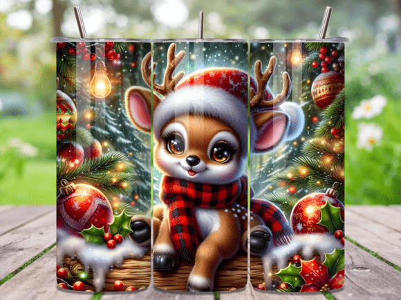 Download Fawn Plaid Scarf Holiday Tumbler Wrap - Wrap Collection
