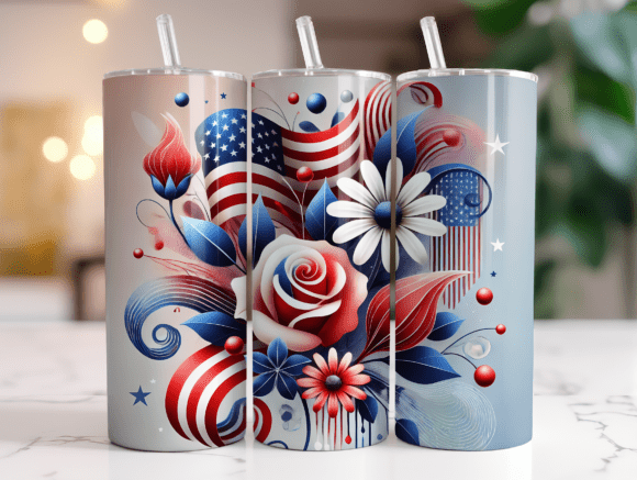 Download 4th of July Skinny Tumbler Wrap 20oz USA - Wrap Collection