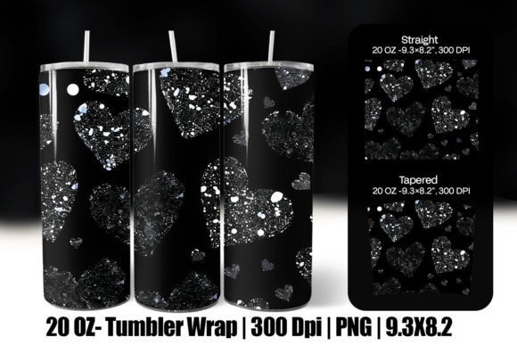 Download Black Valentine Heart Tumbler Wrap Png - Wrap Collection