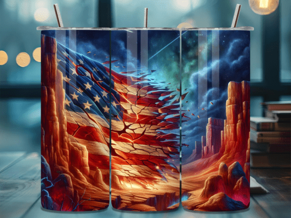 Download Sunset Stars and Stripes Tumbler Wrap - Wrap Collection