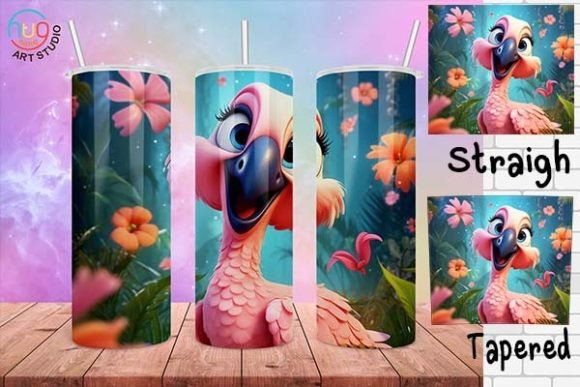 Download Cute Flamingo Cartoon Tumbler Wrap - Wrap Collection