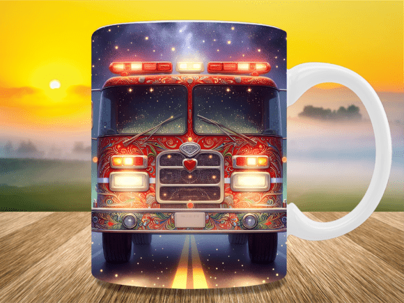 Download Artistic Pattern Fire Truck Mug Wrap - Wrap Collection