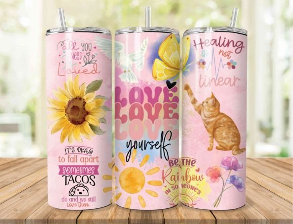Download Positive Vibes Collage Tumbler Wrap - Wrap Collection