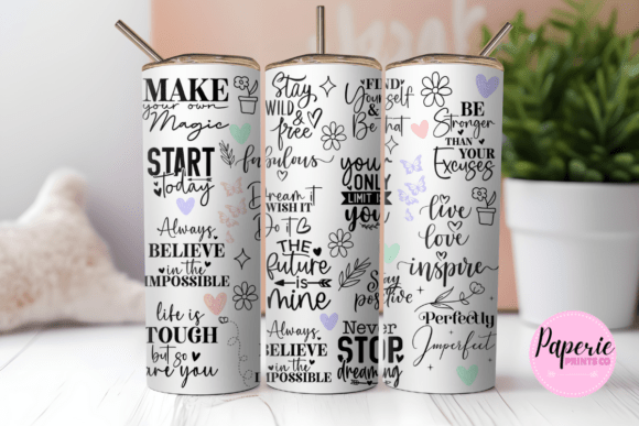 Download Positivity 20 Oz Skinny Tumbler Wrap Png - Wrap Collection