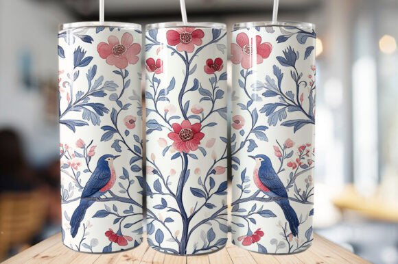 Download Vintage Bird &amp; Flowers Tumbler Wrap - Wrap Collection