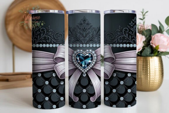 Download Black Lace Tufted Bow 20oz Tumbler Wrap - Wrap Collection