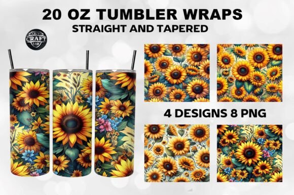 Download Sunflowers Skinny 20oz Tumbler Wrap PNG - Wrap Collection