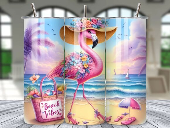 Download Beach Day Flamingo Tumbler Wrap Design - Wrap Collection