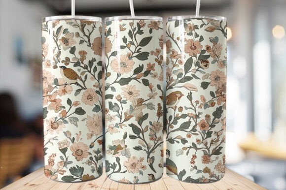 Download Vintage Bird &amp; Flowers Tumbler Wrap - Wrap Collection
