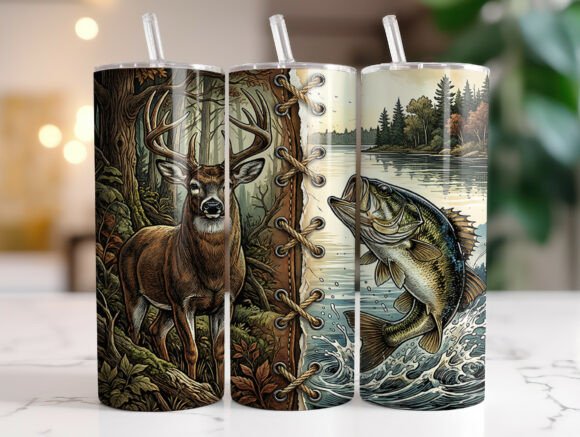 Download Fishing Hunting 20oz Skinny Tumbler Wrap - Wrap Collection