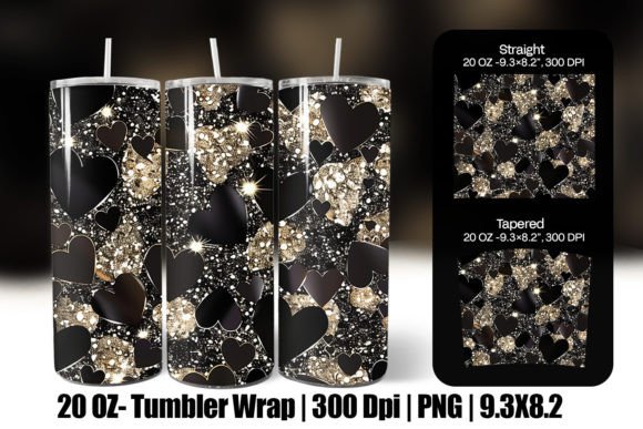 Download Black Valentine Heart Tumbler Wrap Png - Wrap Collection