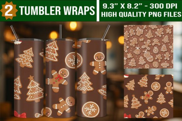 Download Gingerbread Holiday Tumbler Wraps Bundle - Wrap Collection