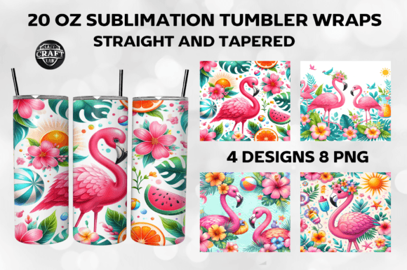 Download Summer Flamingo Flowers Tumbler Wraps - Wrap Collection