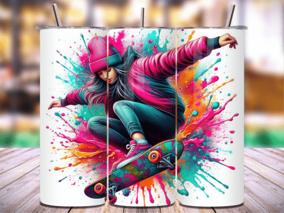 Download Skater Girl 20oz Tumbler Wrap PNG Vol.1 - Wrap Collection