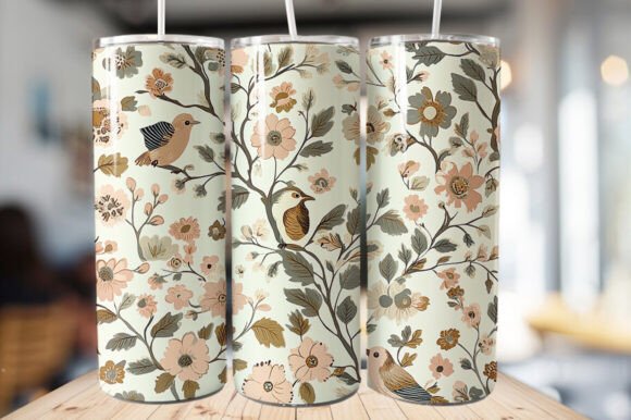 Download Vintage Bird &amp; Flowers Tumbler Wrap - Wrap Collection