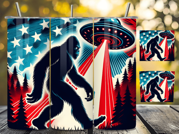 Download Patriotic Bigfoot USA Flag Tumbler Wrap - Wrap Collection