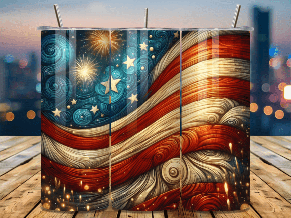 Download Vintage USA Flag Fireworks Tumbler Wrap - Wrap Collection