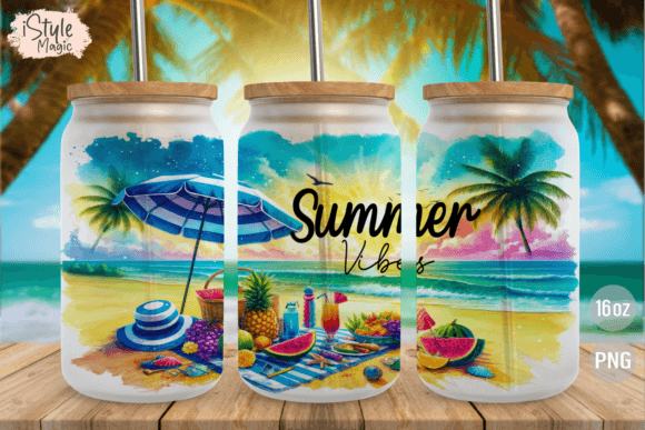Download Summer Vibes 16oz Libbey Glass Can Wrap - Wrap Collection