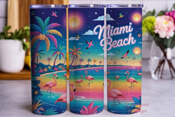 Download Miami Beach Flamingo 20oz Tumbler Wrap - Wrap Collection