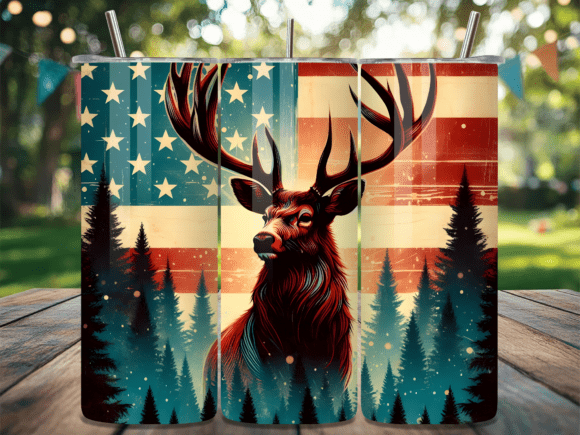 Download Vintage Patriotic Deer Tumbler Wrap - Wrap Collection