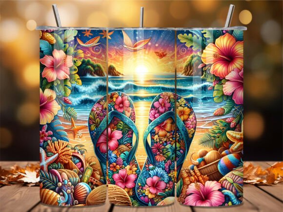 Download Tropical Flip Flops Beach Tumbler Wrap - Wrap Collection