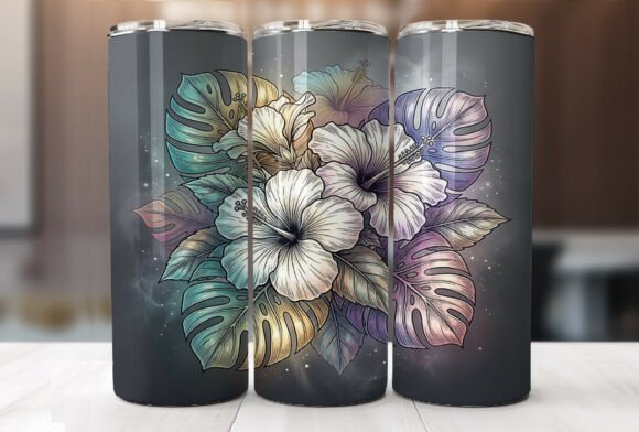 Download Hibiscus Monstera Tropical Tumbler Wrap - Wrap Collection